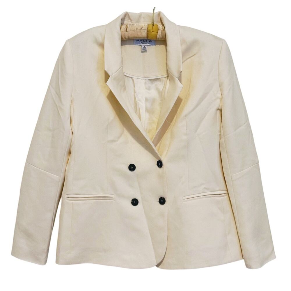 Anthropologie Current Air Double Breasted Blazer Medium Cream Tailored Old Money